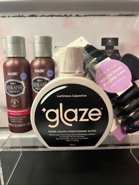 Glaze Luminous Liquorice Hair Gloss — Black,Keratin shampoo &conditioner Bundle